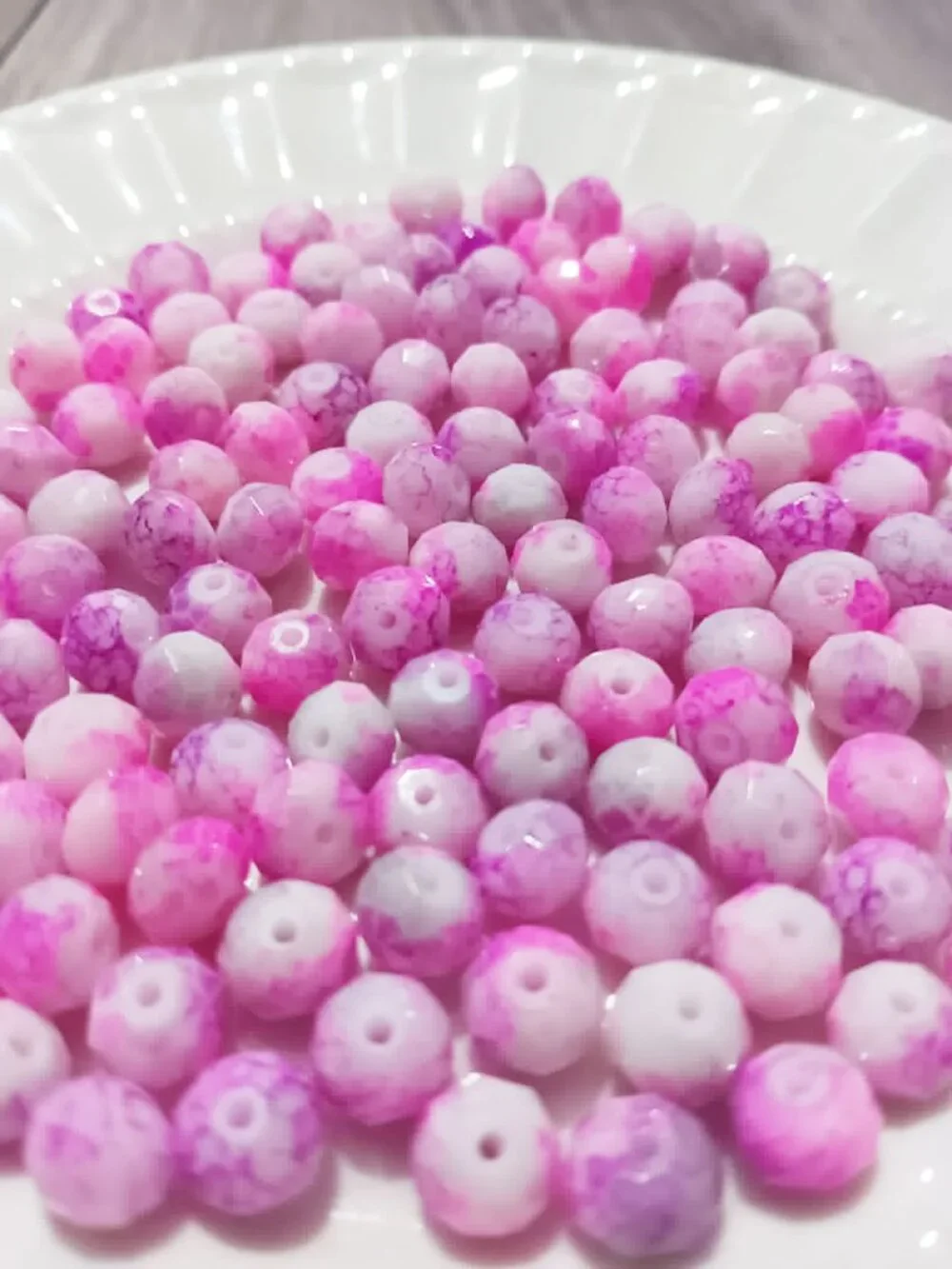 Bulk Lot of 6x8mm Pink Pinky Rondelle Glass Beads